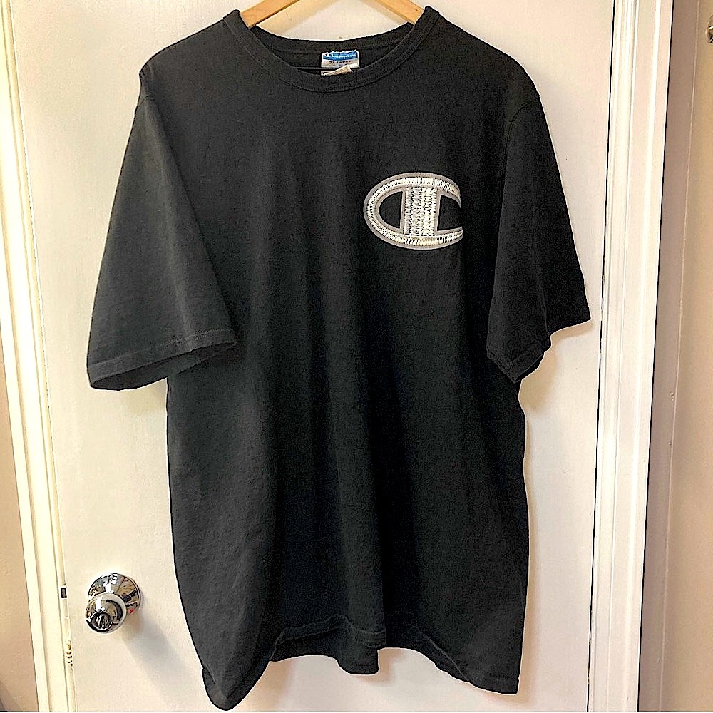 VINTAGE Champion C Logo Tee 90’s Y2K Old School Embroidered Mens Size XXL